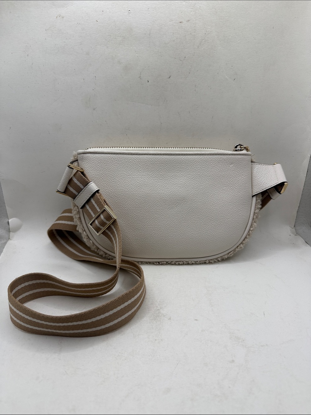 Kate Spade Rosie Faux Shearling Waist Belt Bag Fanny Pack Tan Fuzzy Furry Boho - Picture 9 of 16